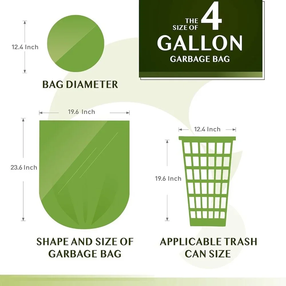 FORID 4 Gallon Garbage Bags, 150 Count, Unscented, Strong Trash Can Liners 15L